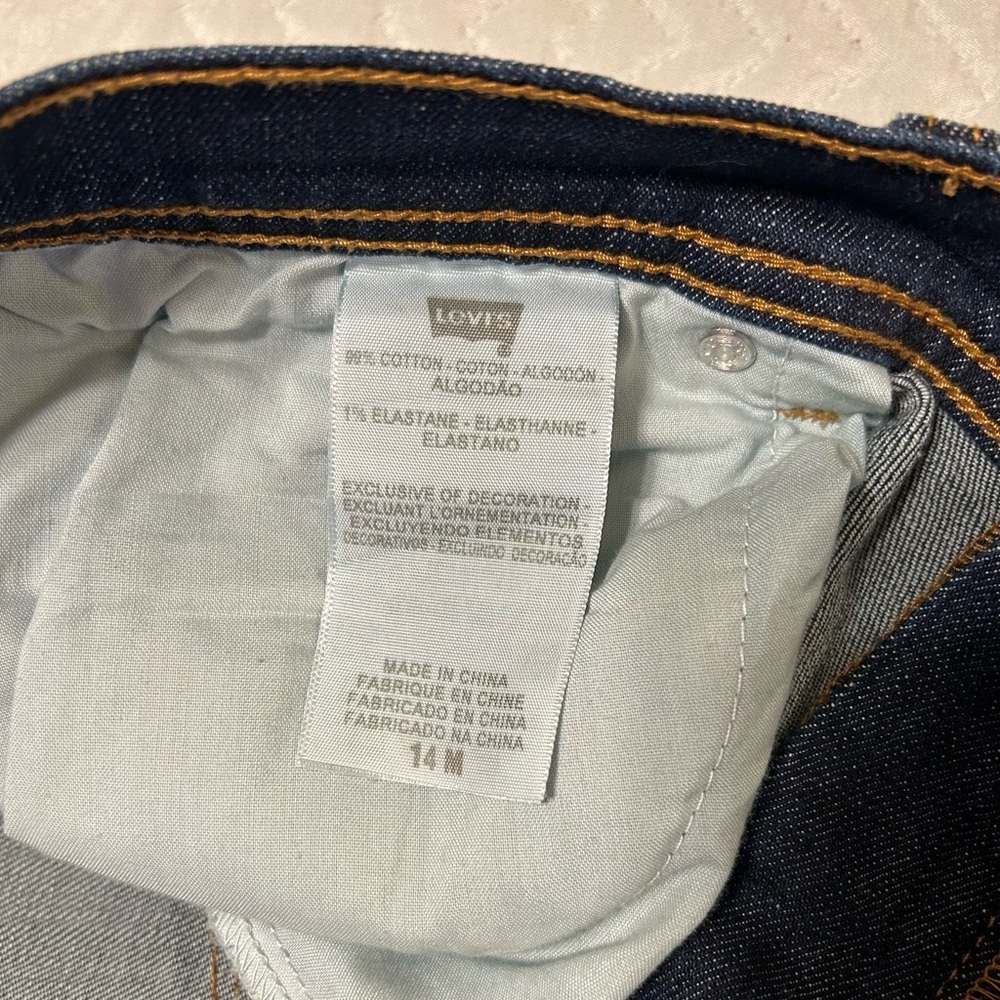 Levi’s Distressed Straight Leg Jeans Women’s 14M Dark Wash Stretch - Picture 14 of 15